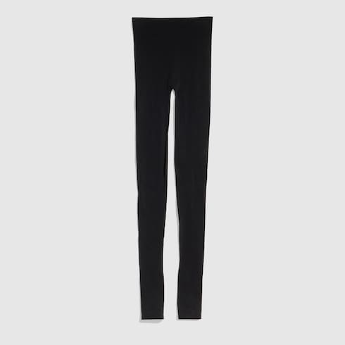 Seamless stretch nylon jersey leggings - black
