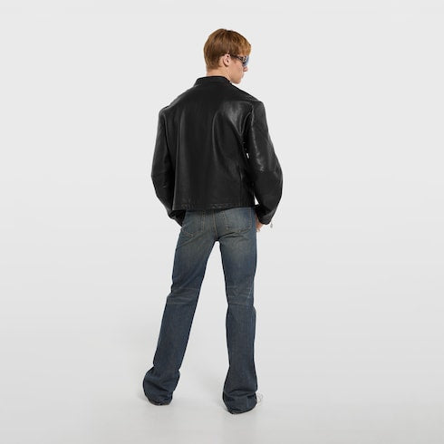 Leather jacket with Horsebit - black