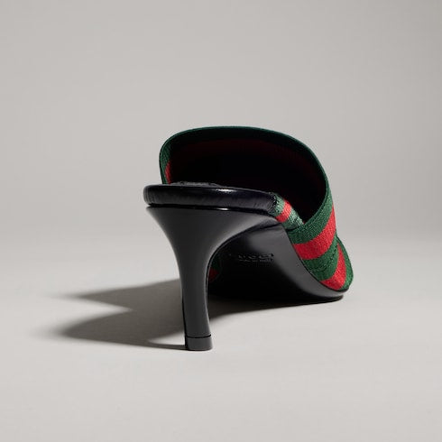 Women's mule sandal with Web - green and red nylon