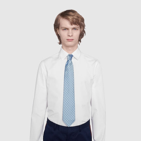 GG silk tie - Sky Blue