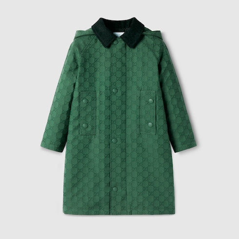 Children's GG cotton hooded jacket - green