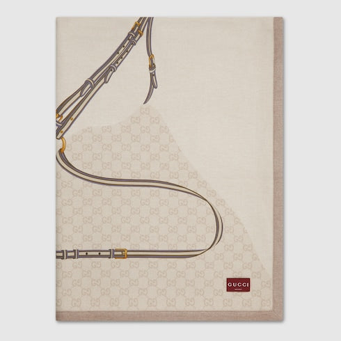 Wool blanket with print - ivory