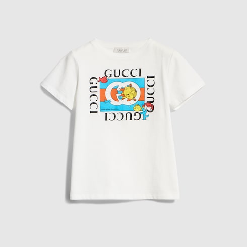 Children's cotton T-shirt with print - white