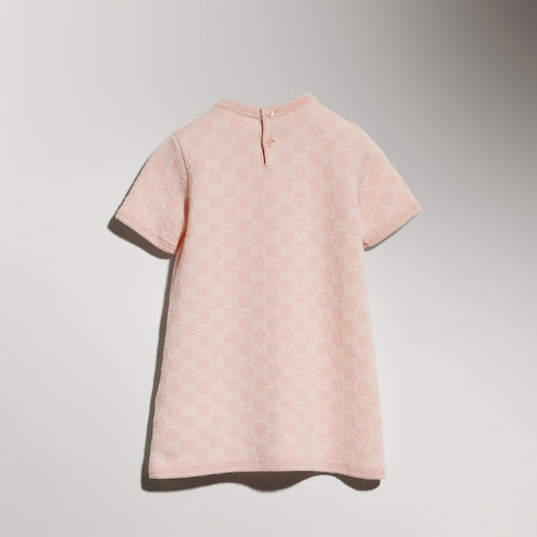 Baby GG wool jacquard dress - light pink