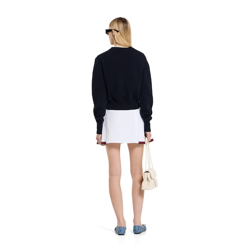 Cotton sweatshirt with embroidery - dark blue