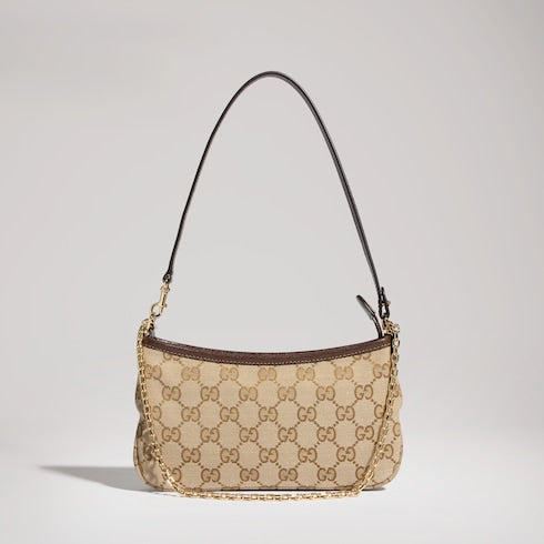Gossip small shoulder bag - sand and brown GG canvas