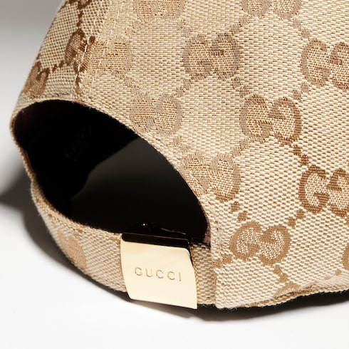 GG cotton canvas baseball hat - beige and dark brown