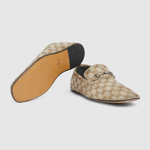 Men's worn-out effect Ragazzo loafer - sand GG canvas