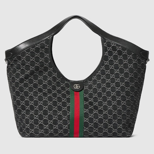 Gucci Giglio large tote bag - black GG denim