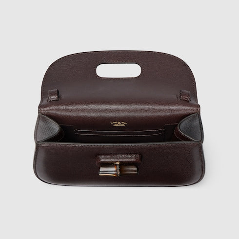 Bamboo mini bag - dark brown leather