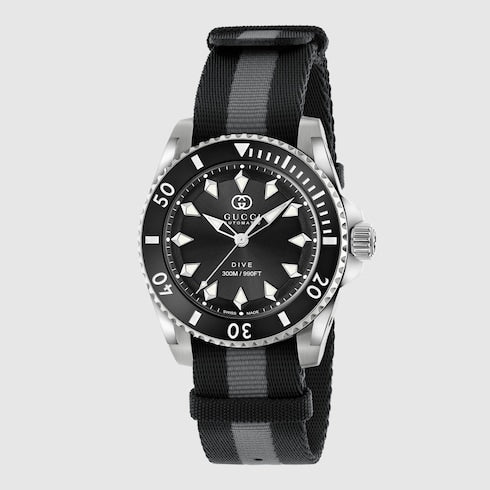 Gucci Dive watch, 40mm - black and grey nylon