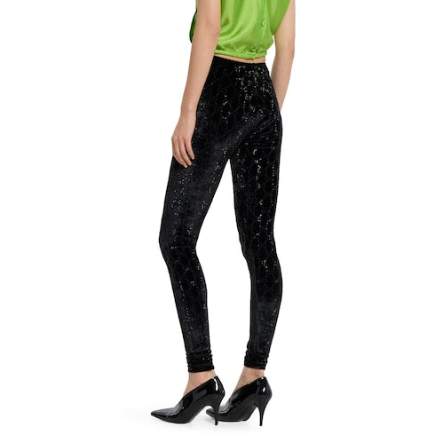 GG crystal embroidered leggings - black
