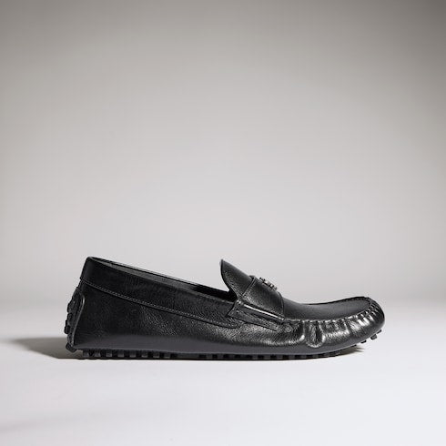 Men's driver with Gucci crest - black leather