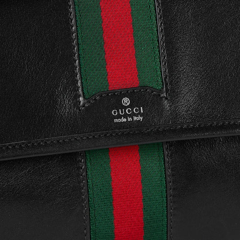 Web Trademark small belt bag - black leather