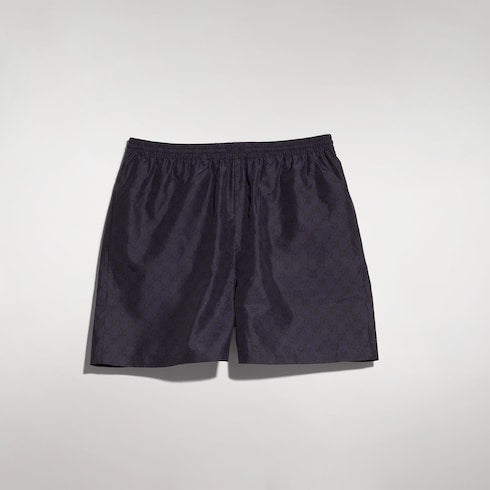 Printed polyester poplin swim shorts - dark blue