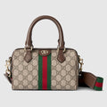 Ophidia small boston bag - beige and brown GG fabric