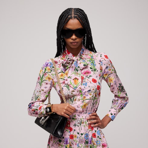 Printed silk chemisier dress - multicolor