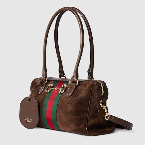 Borsetto medium boston bag - dark brown suede