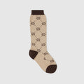 Children's cotton GG socks - beige and brown
