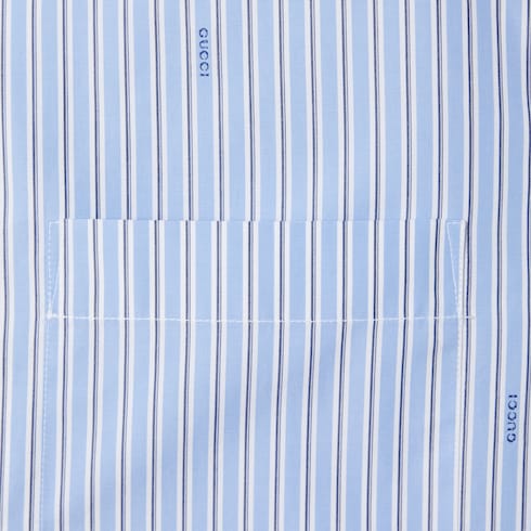 Striped cotton poplin shirt - light blue