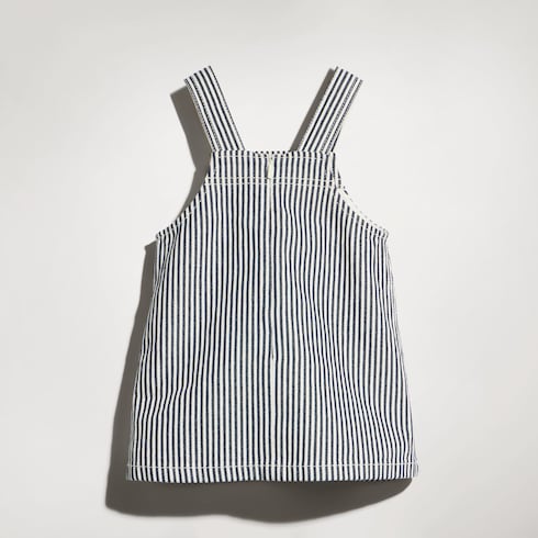 Baby striped denim dress - white and blue