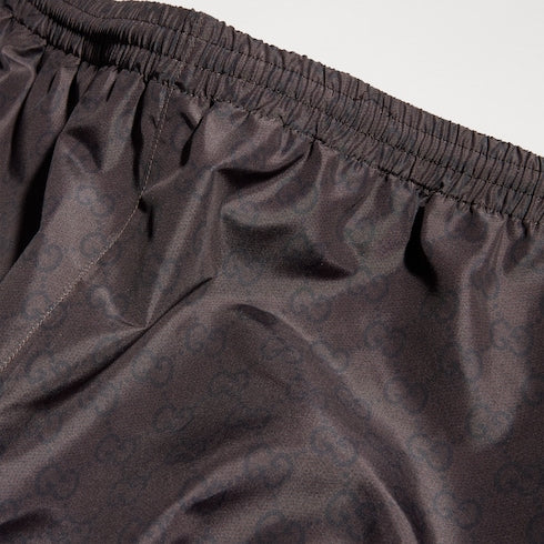 Printed polyester poplin swim shorts - dark brown