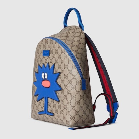 Children's GG backpack with prints - beige and brown GG Supreme