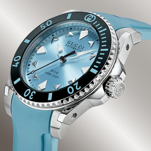 Gucci Dive watch, 36mm - light blue rubber