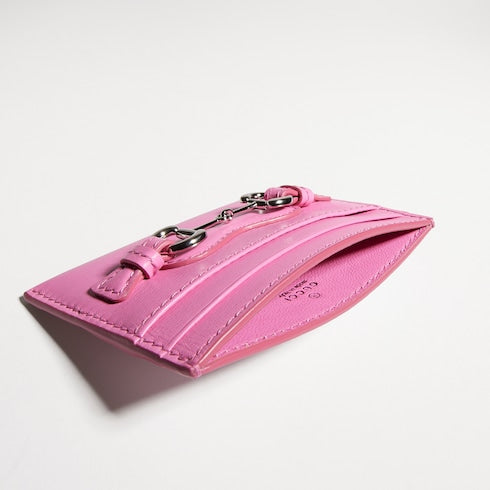 Card case with Horsebit - bright pink leather