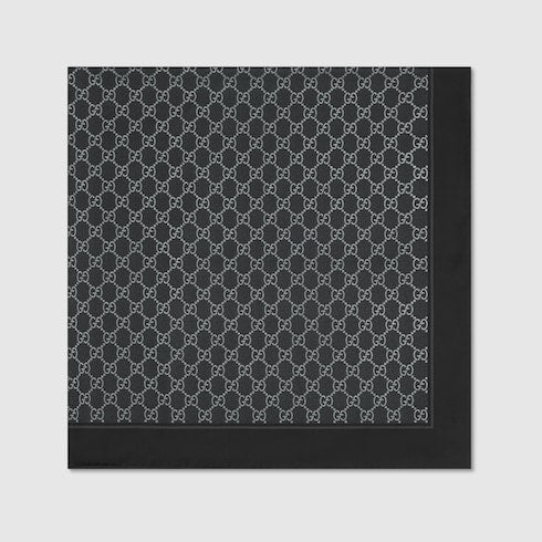 Laminated printed silk twill carré - black