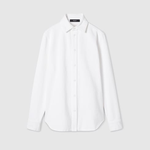 Washed certified cotton denim shirt - white