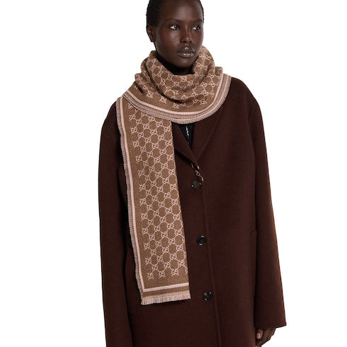 GG wool scarf - brown