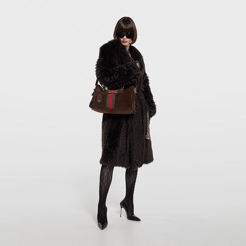 Borsetto large boston bag - dark brown suede