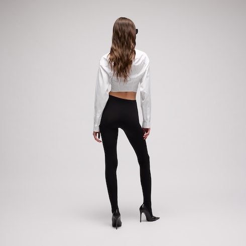 Cropped cotton poplin shirt - white