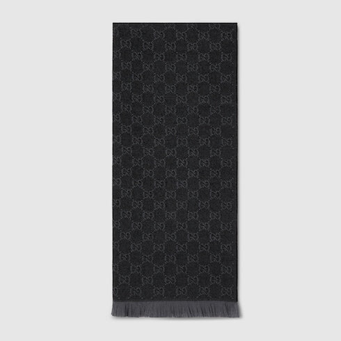 GG wool scarf - black and light grey