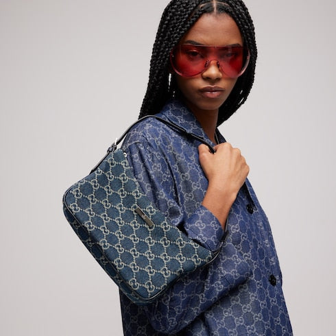 Lady Lunetta small shoulder bag - dark blue GG denim