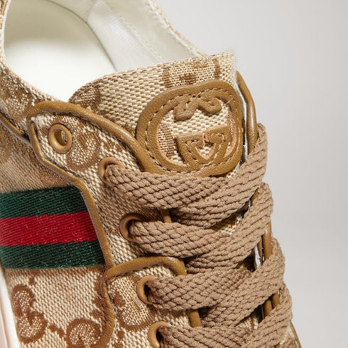 Children's Stretch low-top sneaker - sand and brown GG canvas