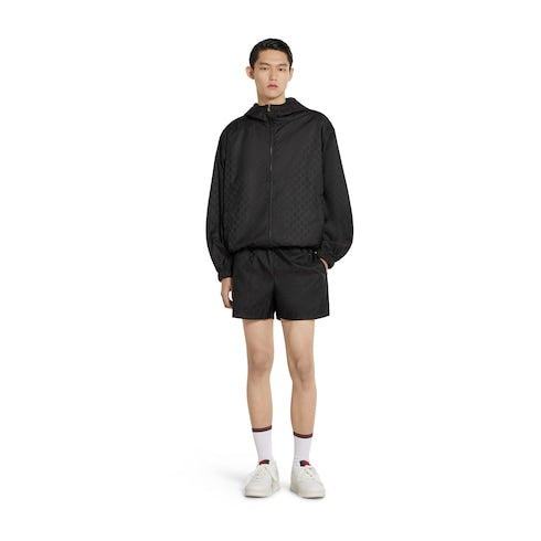 GG nylon jacquard zip jacket - black