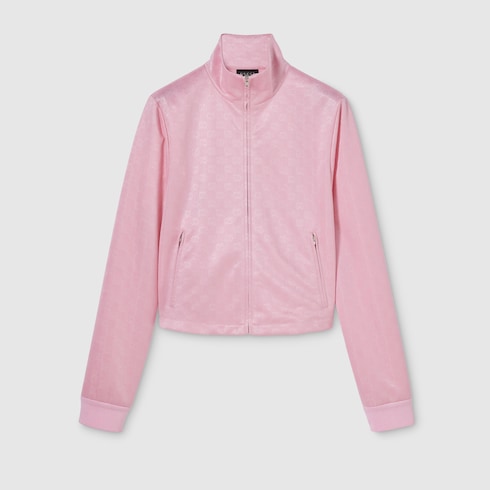 GG jersey jacquard zip jacket - light pink