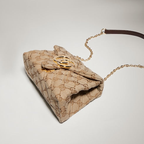 GG Marmont mini shoulder bag - sand and brown GG canvas