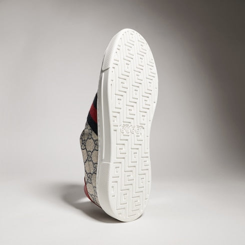 Women's Gucci Ace sneaker with Web - beige and blue Supreme