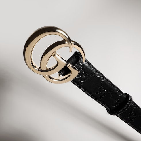 GG Marmont thin belt - black leather
