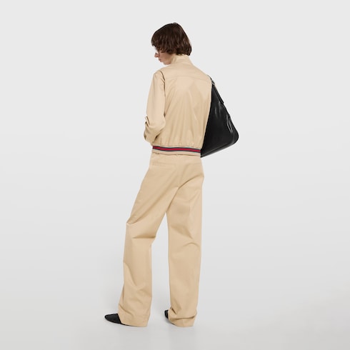 Cotton twill zip jacket with Web - sand