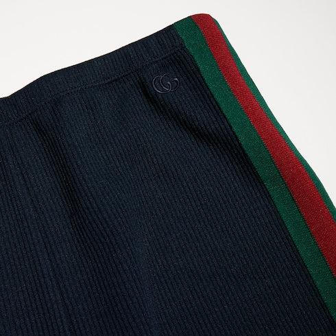 Rib cotton jersey pants with Web - blue