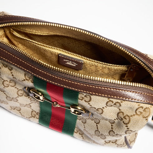 Gucci Horsebit Web small camera bag - sand and brown GG canvas
