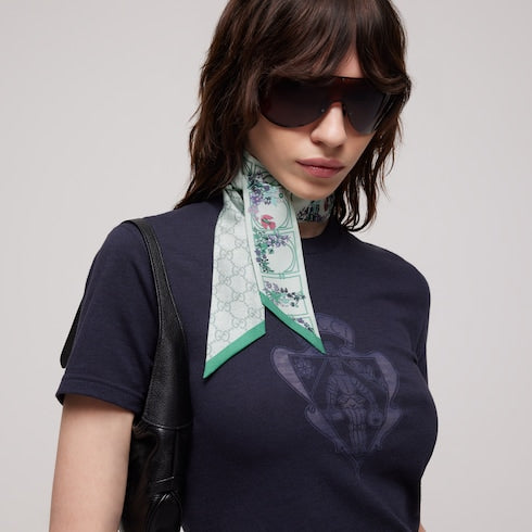 Printed silk twill ribbon - green