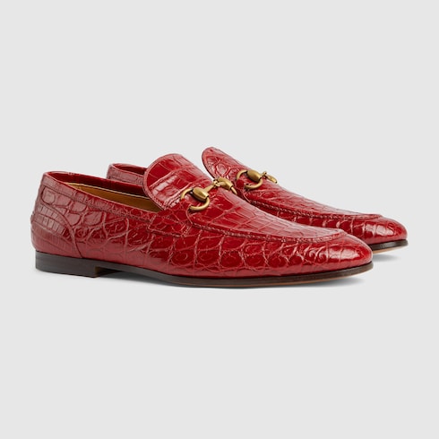 Men's Gucci Jordaan crocodile loafer - red
