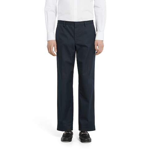 Cotton twill pant with Web detail - dark blue