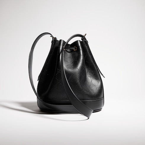 Gucci Venice small bucket bag - black GG leather