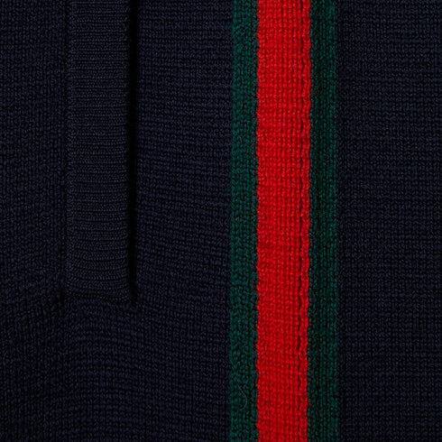 Stitch wool leisure pants with Web - dark blue